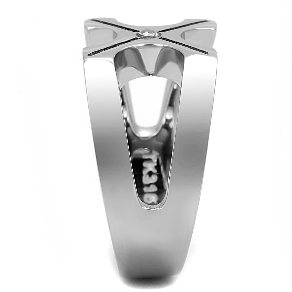 TK3278 - High polished (no plating) Stainless Steel Ring with AAA Grade CZ in Clear