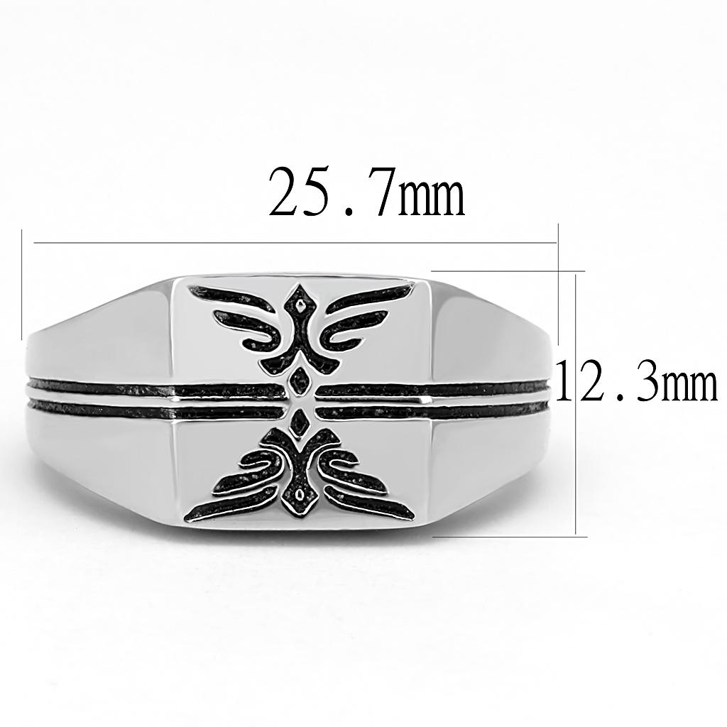 TK3279 - High polished (no plating) Stainless Steel Ring with Epoxy in Jet