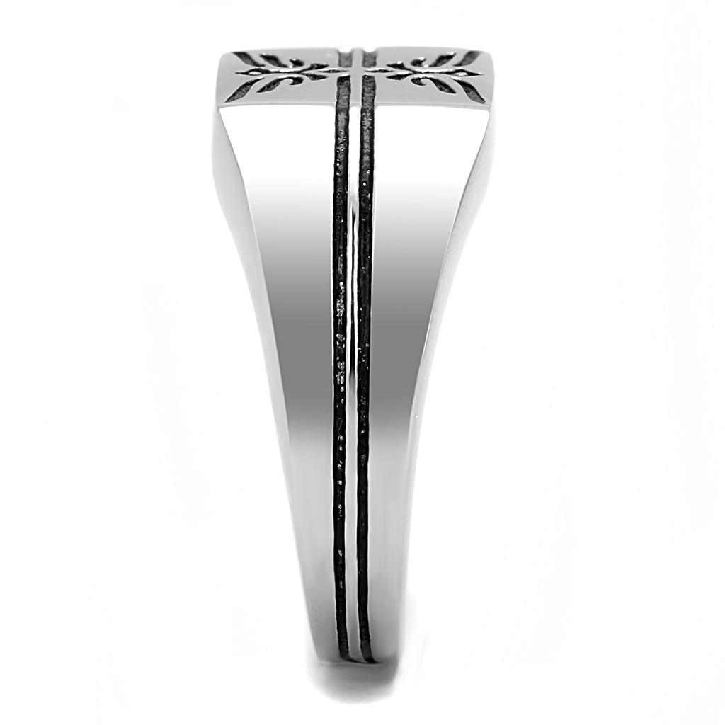 TK3279 - High polished (no plating) Stainless Steel Ring with Epoxy in Jet