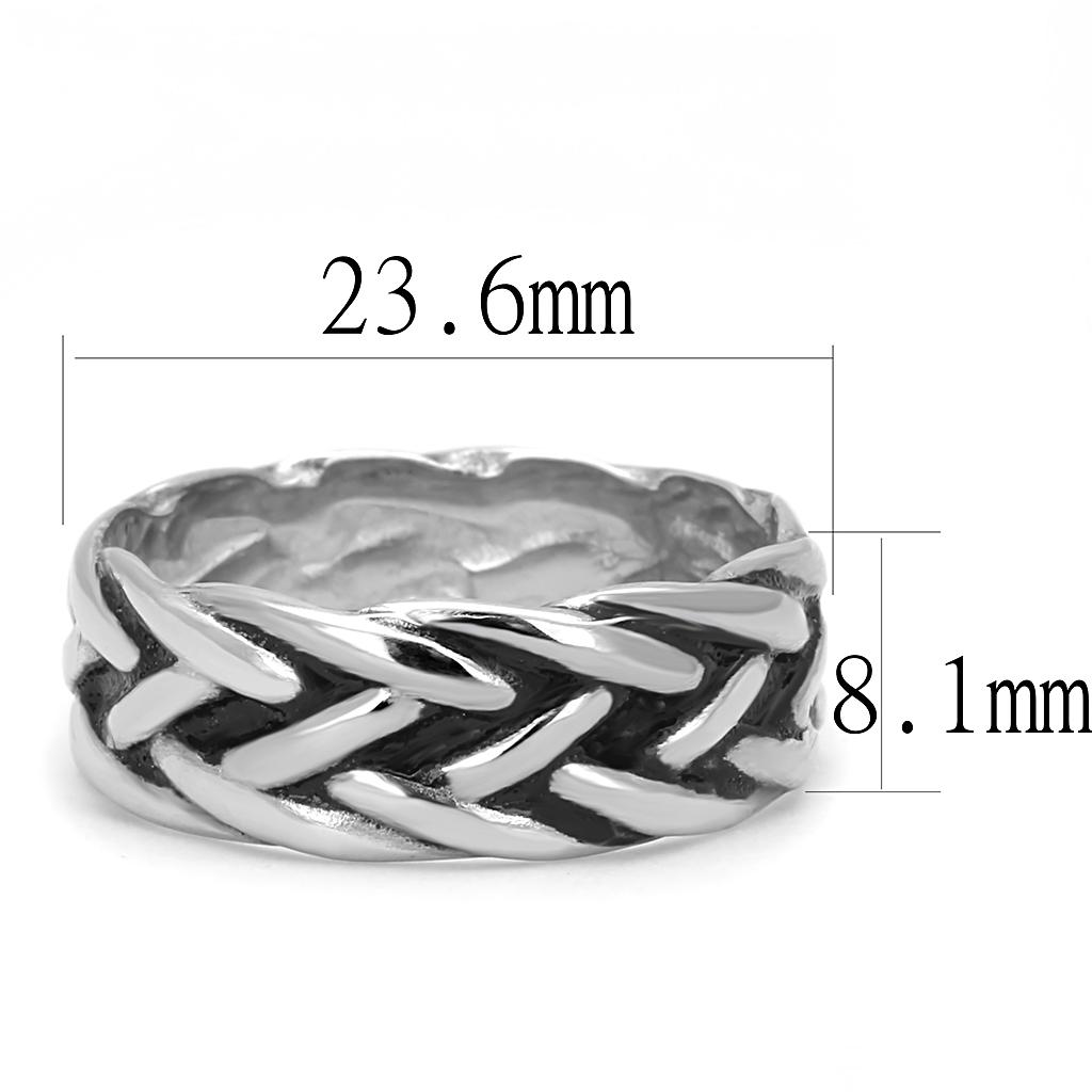 TK3280 - High polished (no plating) Stainless Steel Ring with Epoxy in Jet
