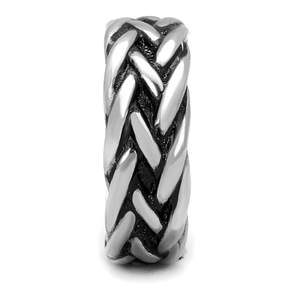 TK3280 - High polished (no plating) Stainless Steel Ring with Epoxy in Jet