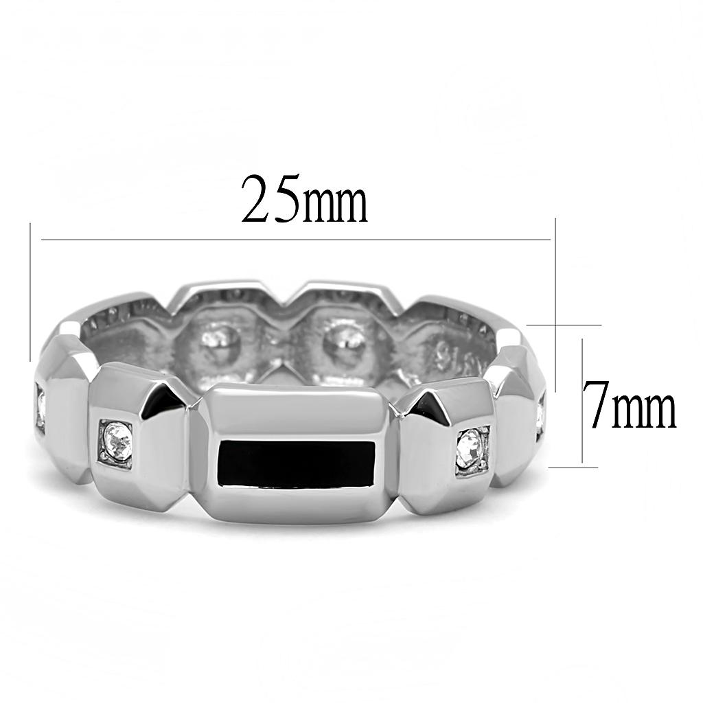 TK3281 - High polished (no plating) Stainless Steel Ring with Top Grade Crystal in Clear