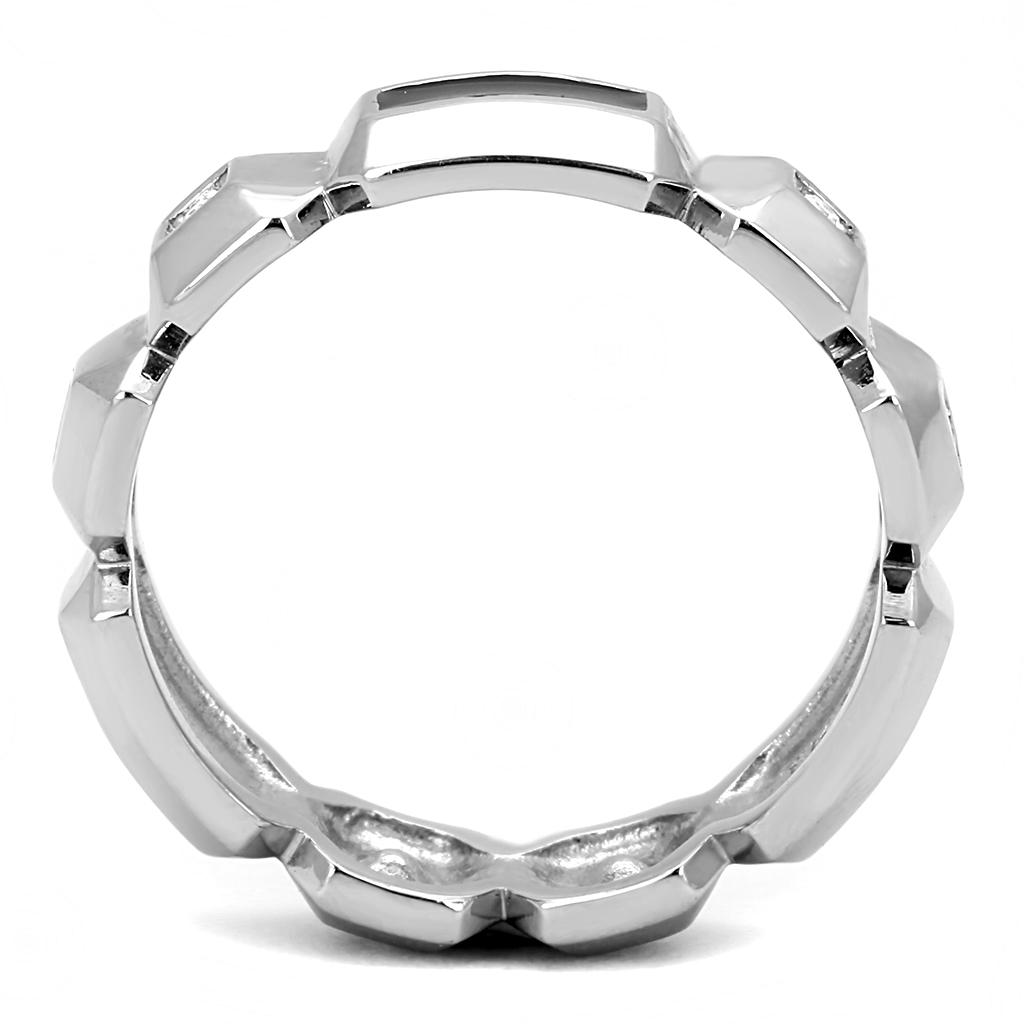 TK3281 - High polished (no plating) Stainless Steel Ring with Top Grade Crystal in Clear