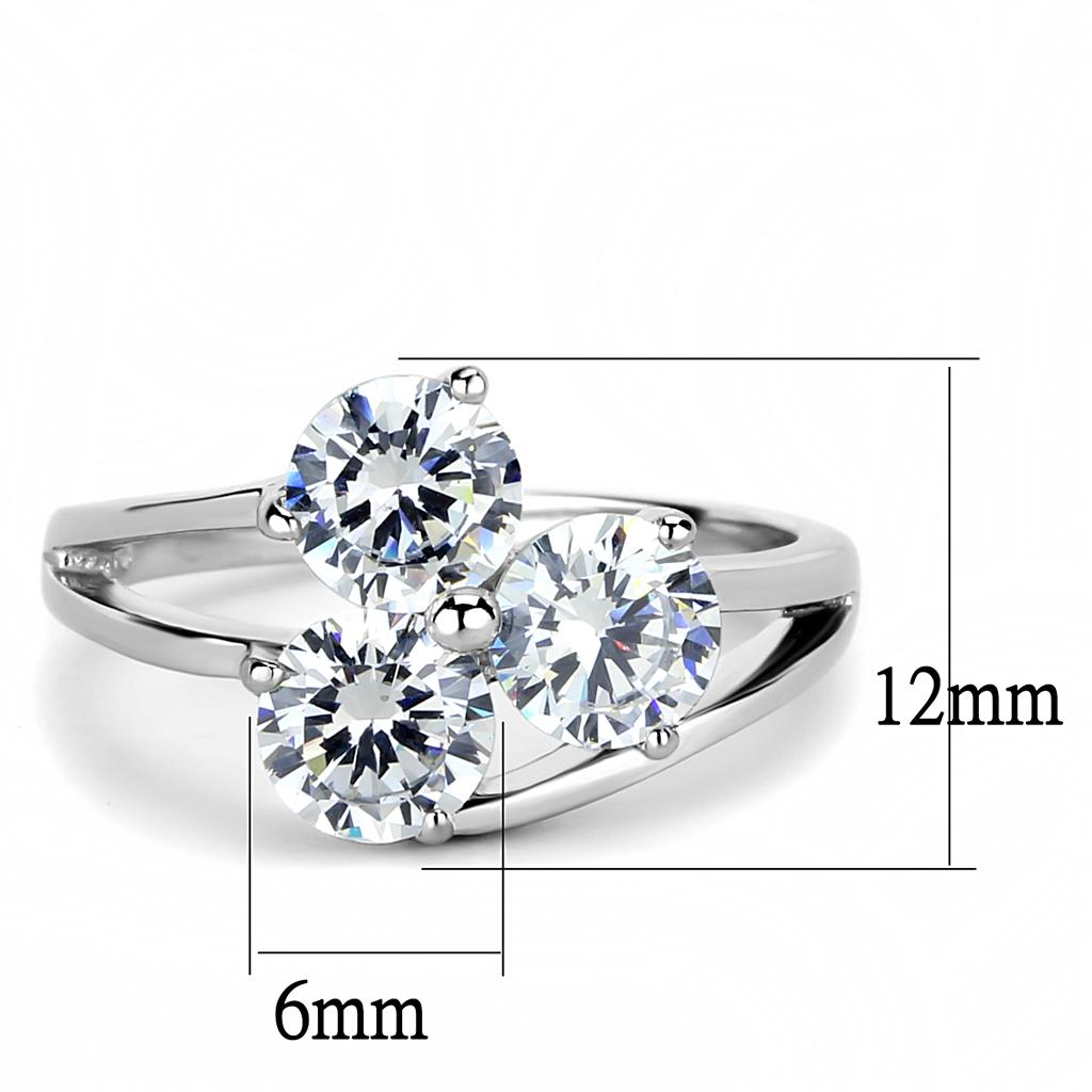 TK3430 - High polished (no plating) Stainless Steel Ring with AAA Grade CZ in Clear