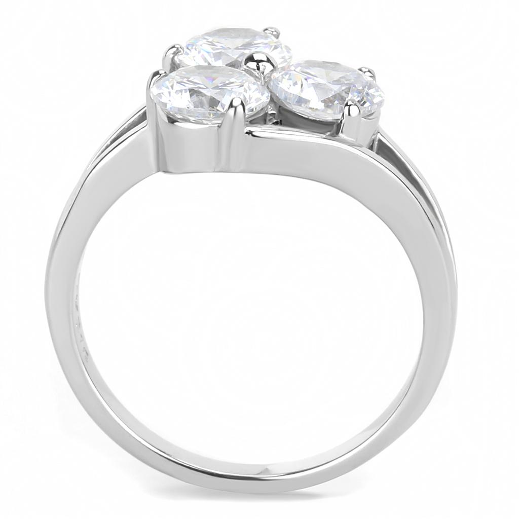 TK3430 - High polished (no plating) Stainless Steel Ring with AAA Grade CZ in Clear