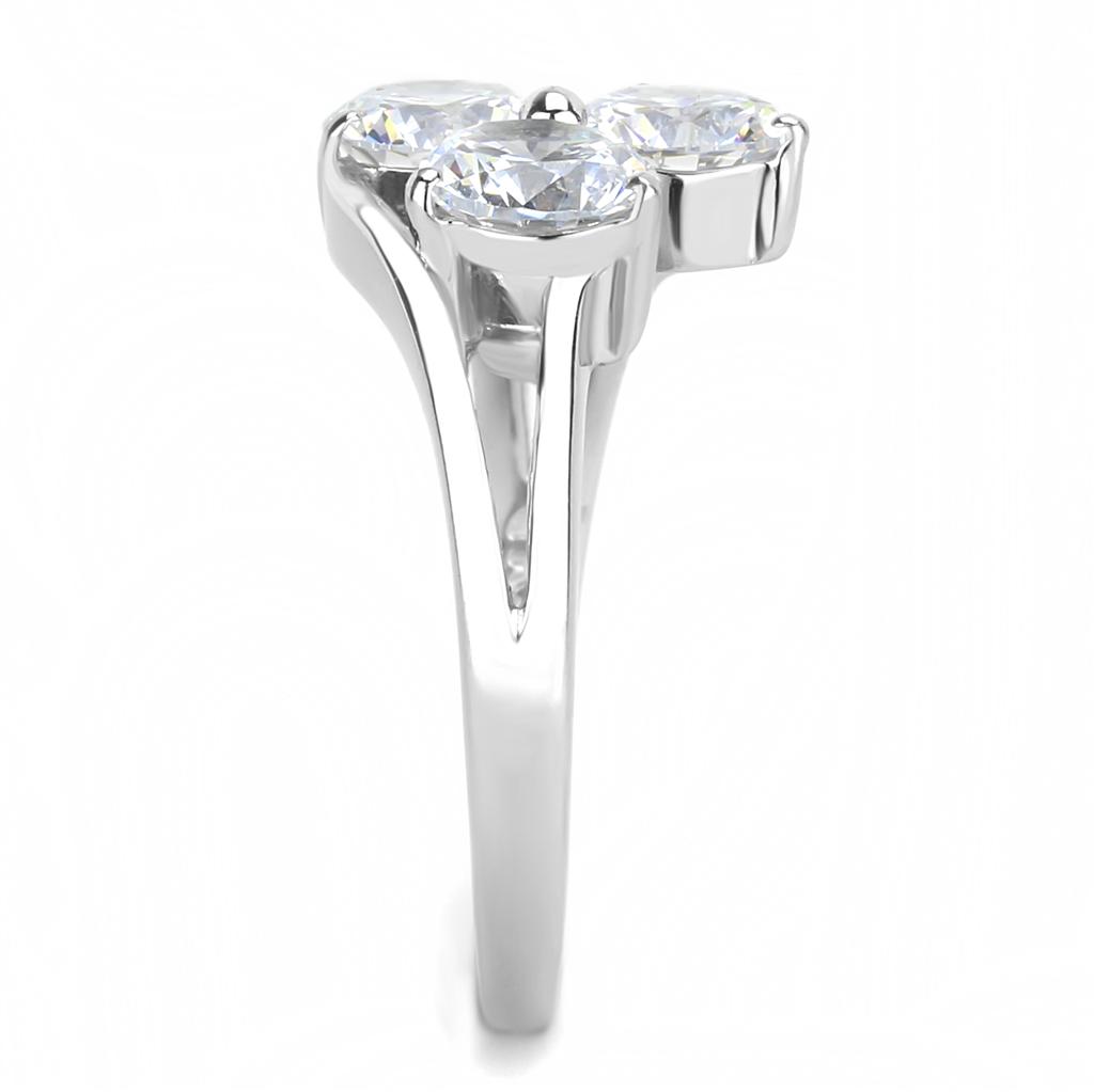 TK3430 - High polished (no plating) Stainless Steel Ring with AAA Grade CZ in Clear