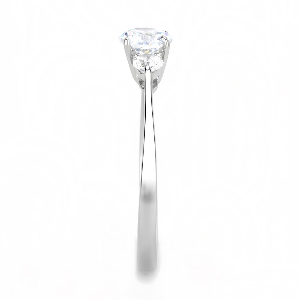 TK3431 - High polished (no plating) Stainless Steel Ring with AAA Grade CZ in Clear