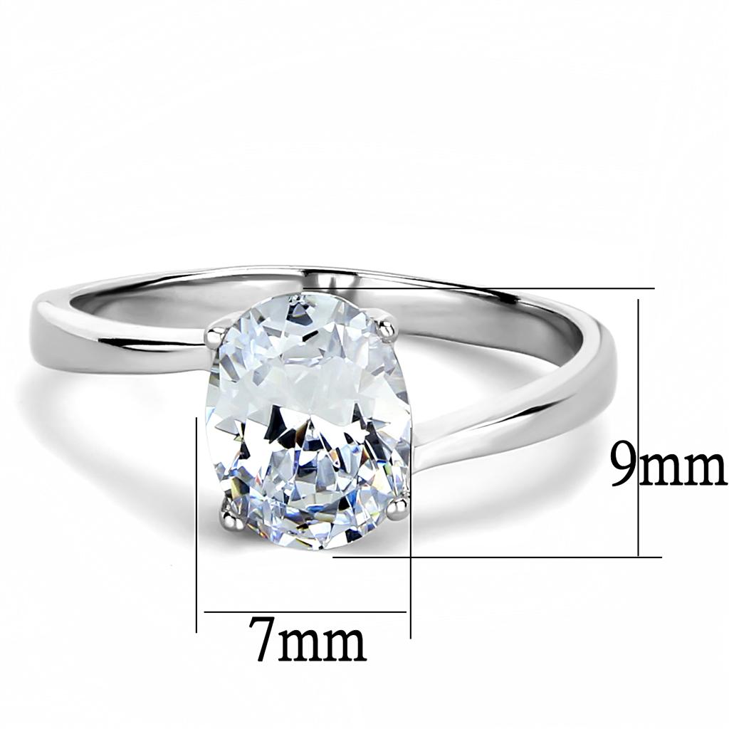 TK3433 - High polished (no plating) Stainless Steel Ring with AAA Grade CZ in Clear