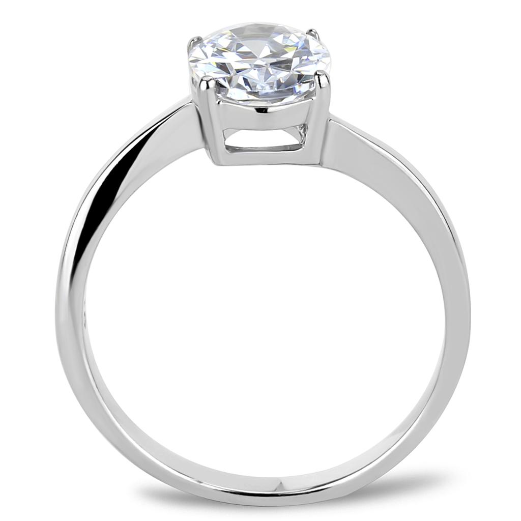 TK3433 - High polished (no plating) Stainless Steel Ring with AAA Grade CZ in Clear