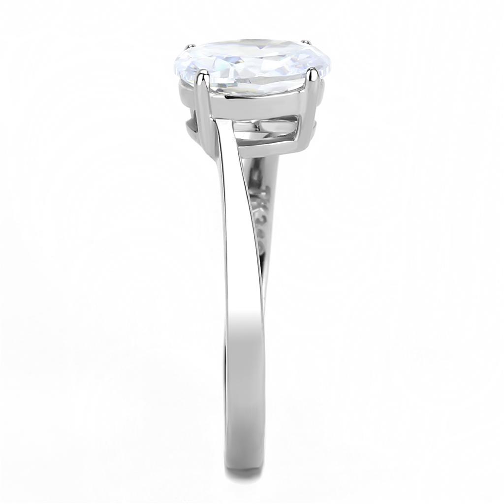 TK3433 - High polished (no plating) Stainless Steel Ring with AAA Grade CZ in Clear