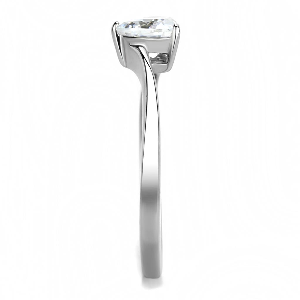 TK3434 - High polished (no plating) Stainless Steel Ring with AAA Grade CZ in Clear
