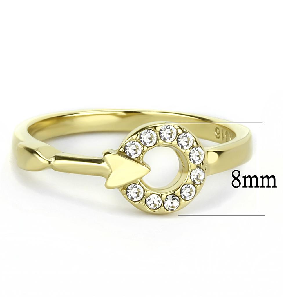 TK3439 - IP Gold(Ion Plating) Stainless Steel Ring with Top Grade Crystal in Clear