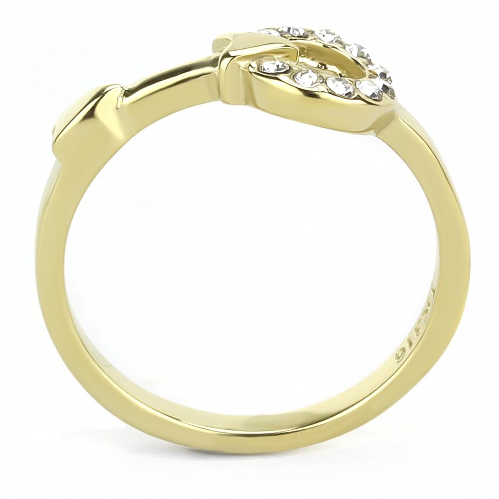 TK3439 - IP Gold(Ion Plating) Stainless Steel Ring with Top Grade Crystal in Clear