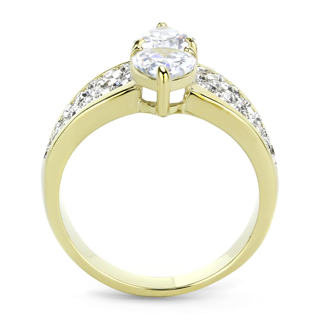 TK3442 - Two-Tone IP Gold (Ion Plating) Stainless Steel Ring with AAA Grade CZ in Clear