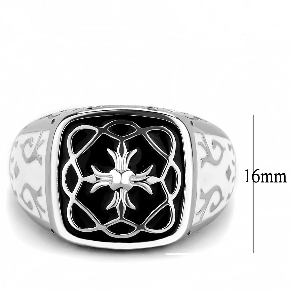 TK3460 - High polished (no plating) Stainless Steel Ring with Epoxy in Jet