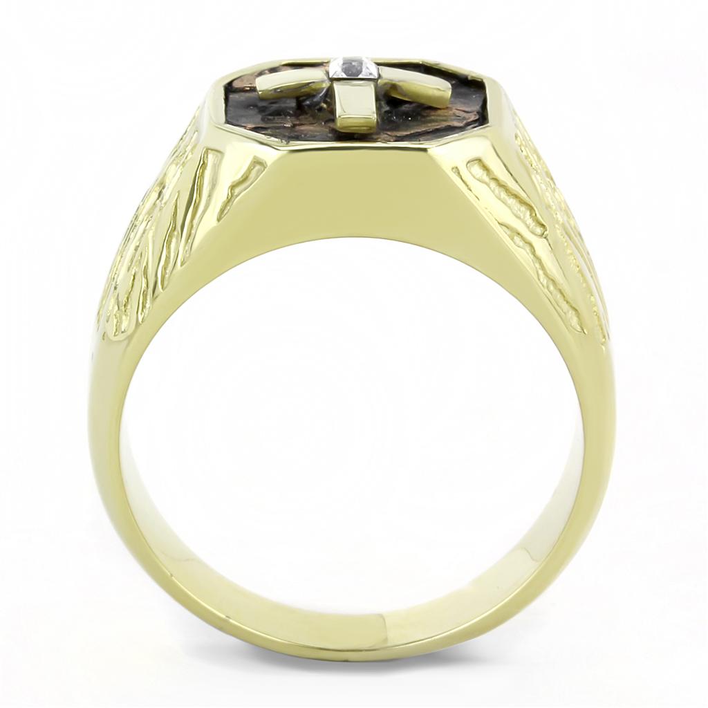 TK3464 - IP Gold(Ion Plating) Stainless Steel Ring with Top Grade Crystal in Clear