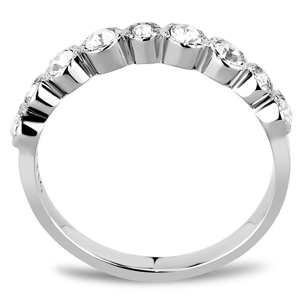 TK3497 - High polished (no plating) Stainless Steel Ring with Top Grade Crystal in Clear