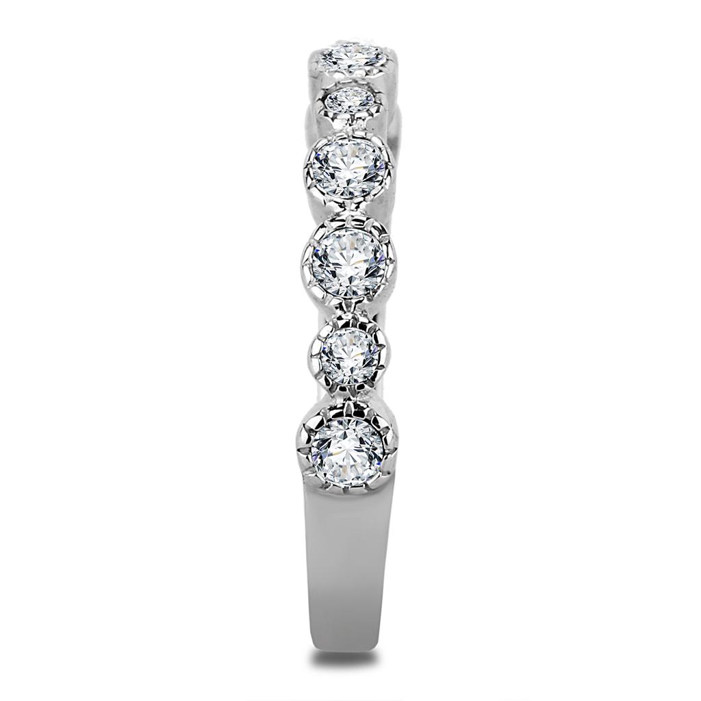 TK3497 - High polished (no plating) Stainless Steel Ring with Top Grade Crystal in Clear