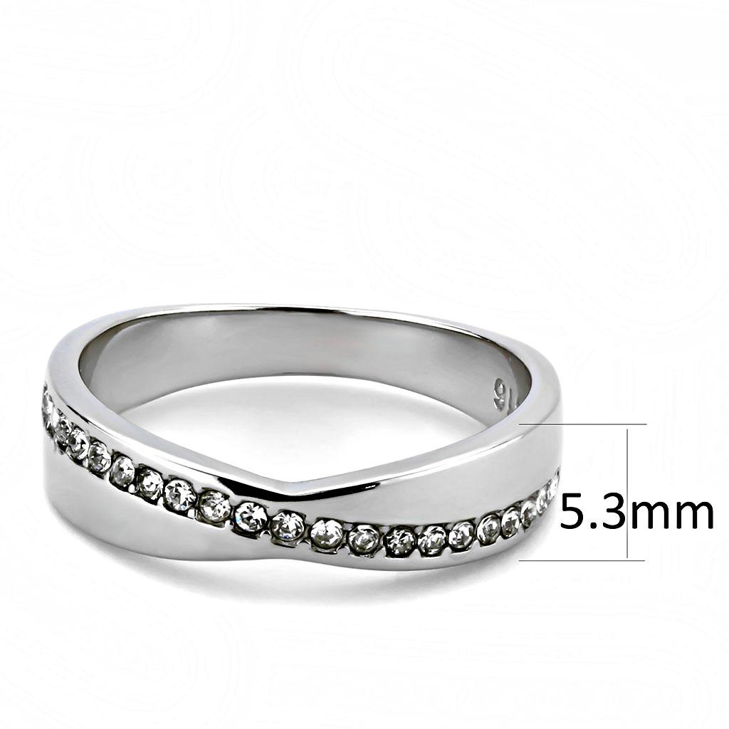 TK3501 - High polished (no plating) Stainless Steel Ring with Top Grade Crystal in Clear