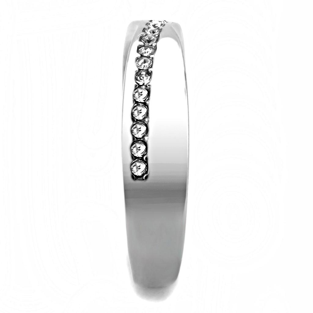 TK3501 - High polished (no plating) Stainless Steel Ring with Top Grade Crystal in Clear