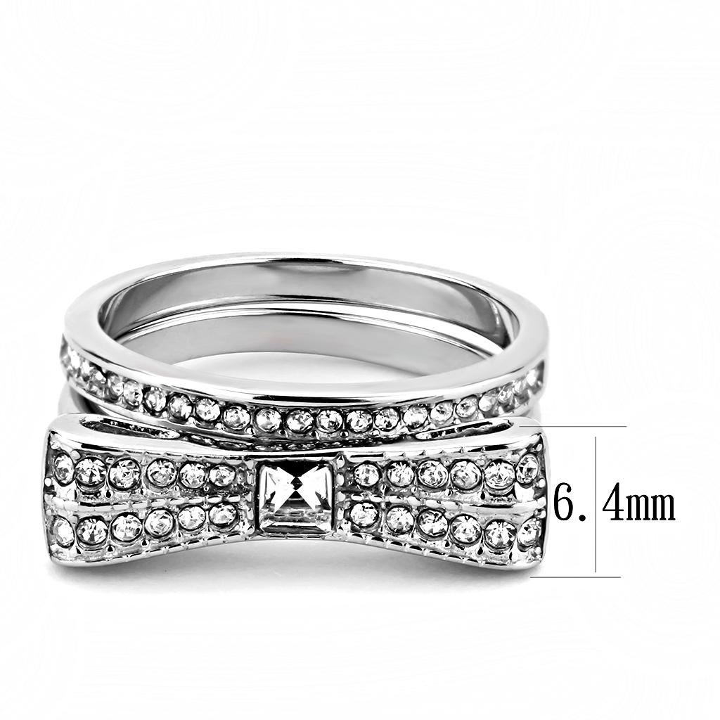 TK3506 - High polished (no plating) Stainless Steel Ring with Top Grade Crystal in Clear