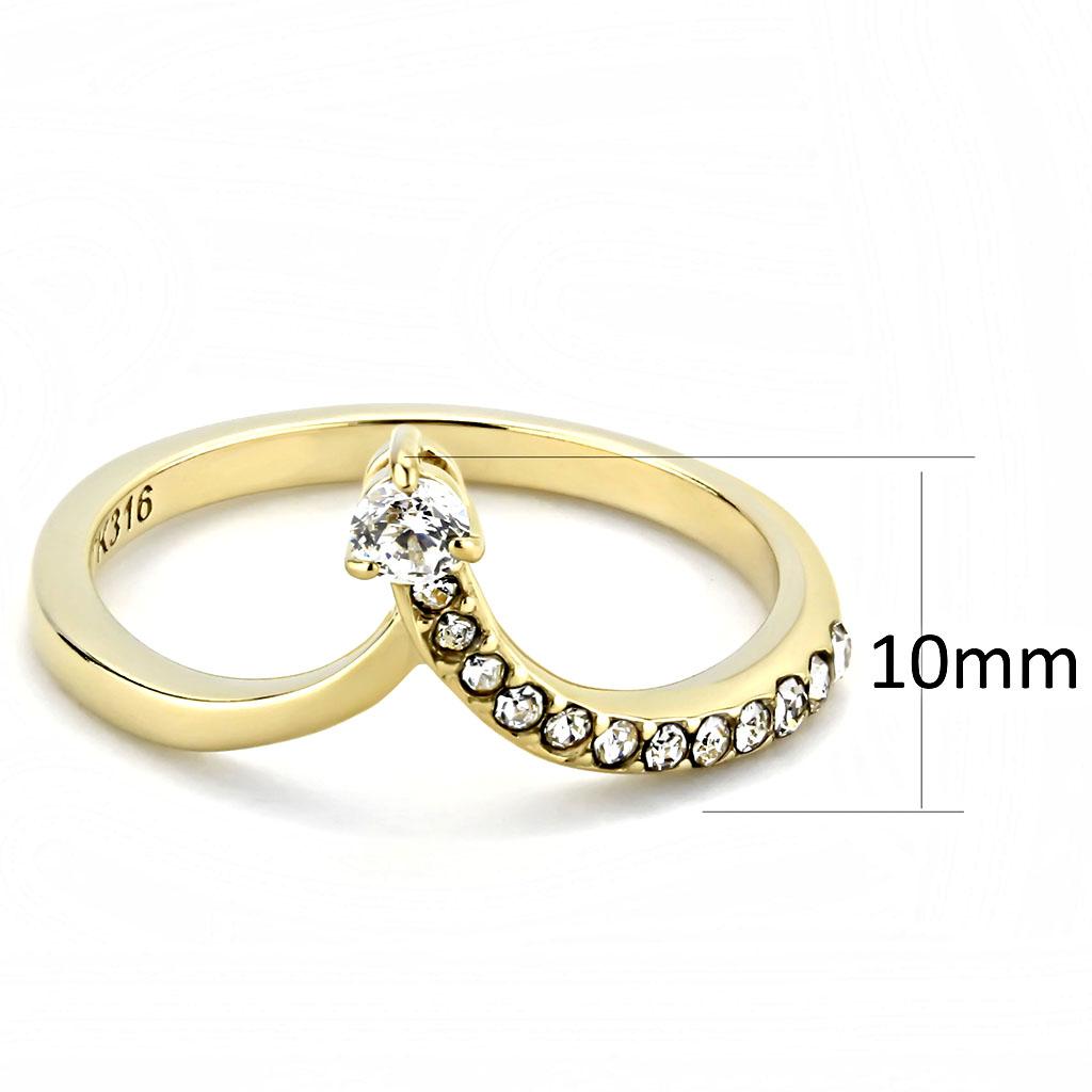 TK3524 - IP Gold(Ion Plating) Stainless Steel Ring with AAA Grade CZ in Clear