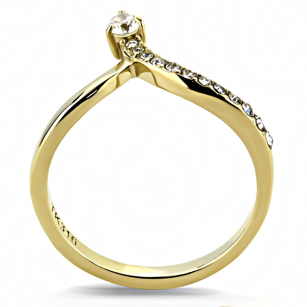 TK3524 - IP Gold(Ion Plating) Stainless Steel Ring with AAA Grade CZ in Clear