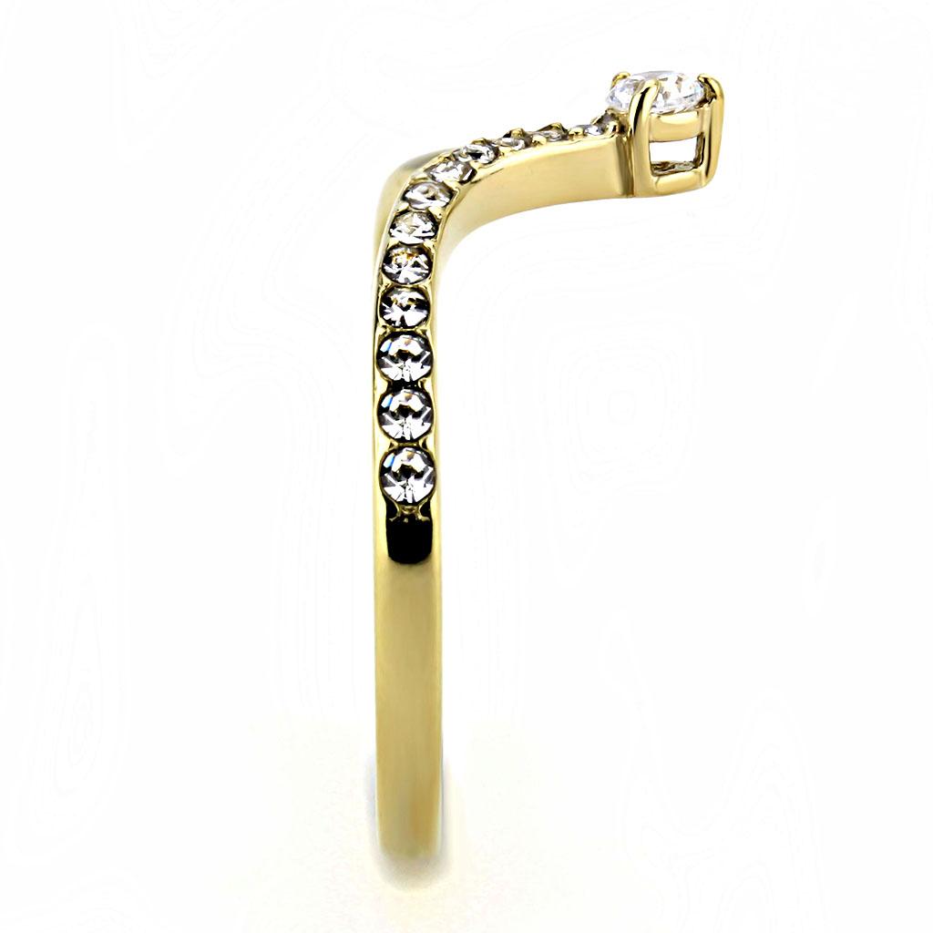 TK3524 - IP Gold(Ion Plating) Stainless Steel Ring with AAA Grade CZ in Clear