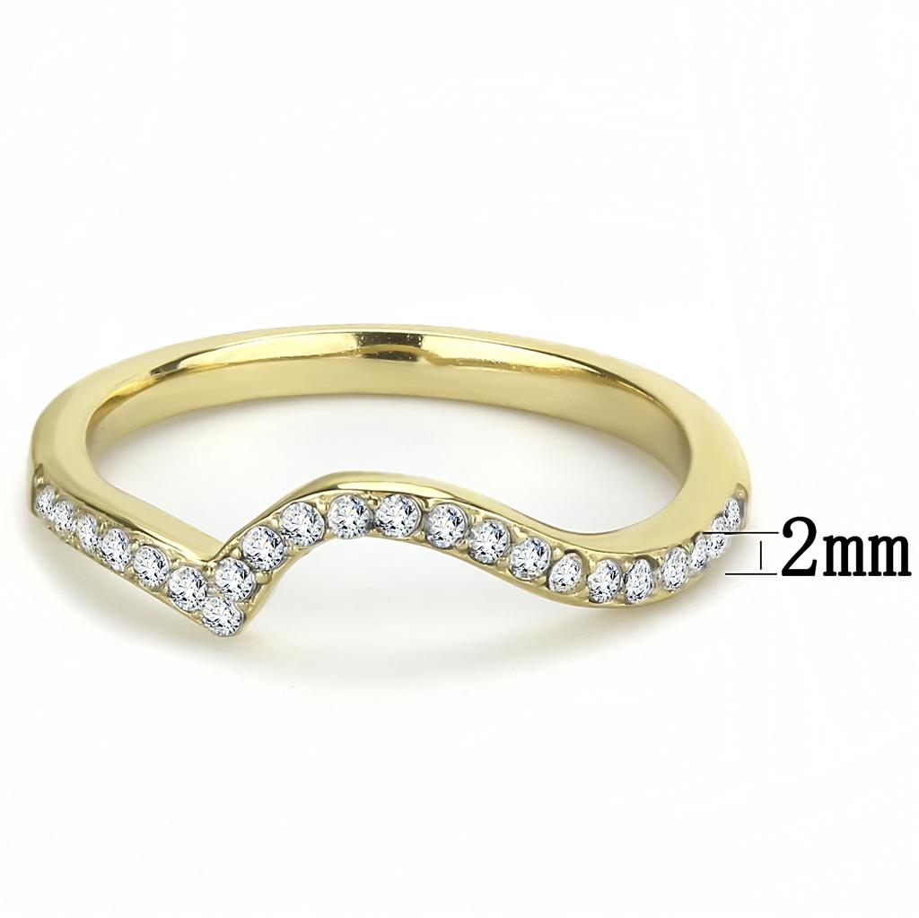 TK3527 - IP Gold(Ion Plating) Stainless Steel Ring with Top Grade Crystal in Clear