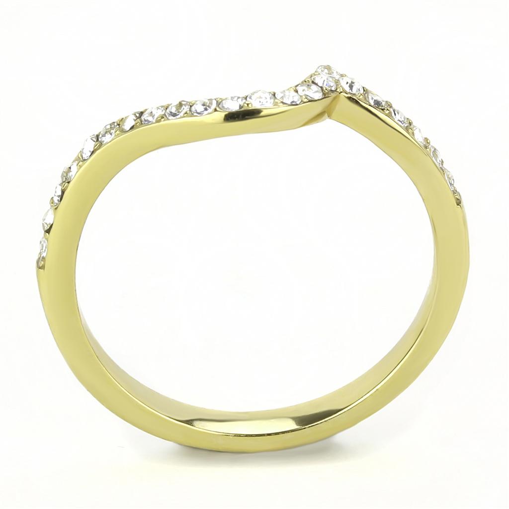 TK3527 - IP Gold(Ion Plating) Stainless Steel Ring with Top Grade Crystal in Clear