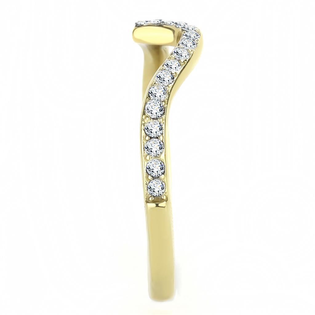 TK3527 - IP Gold(Ion Plating) Stainless Steel Ring with Top Grade Crystal in Clear