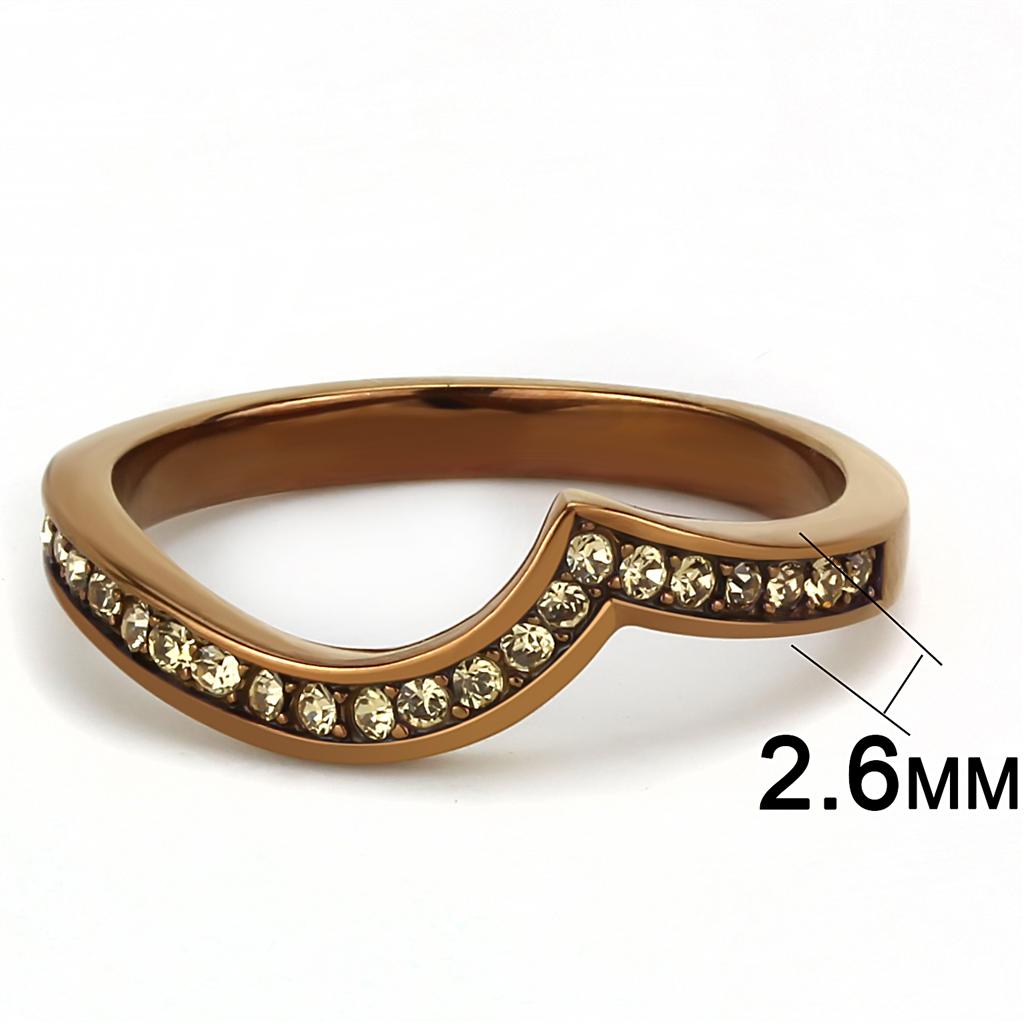 TK3528 - IP Coffee light Stainless Steel Ring with Top Grade Crystal in Light Smoked