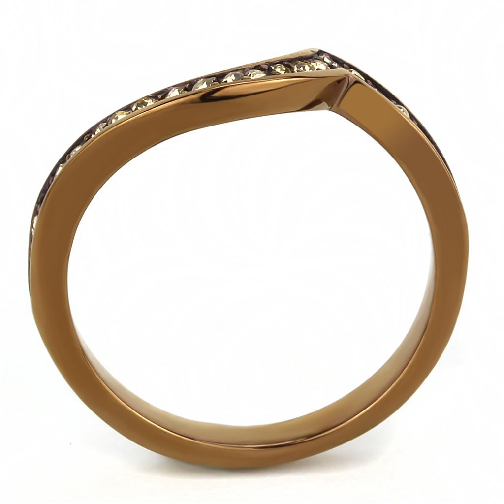 TK3528 - IP Coffee light Stainless Steel Ring with Top Grade Crystal in Light Smoked