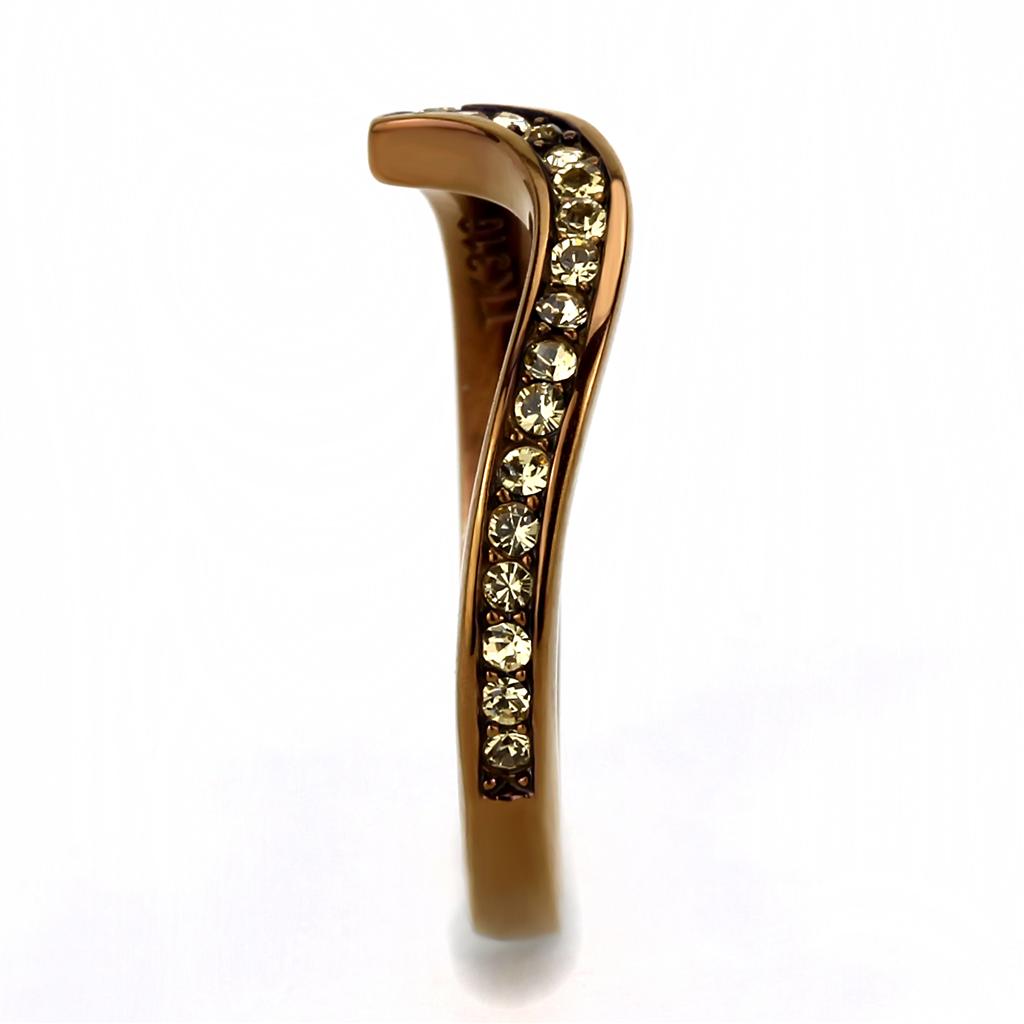 TK3528 - IP Coffee light Stainless Steel Ring with Top Grade Crystal in Light Smoked