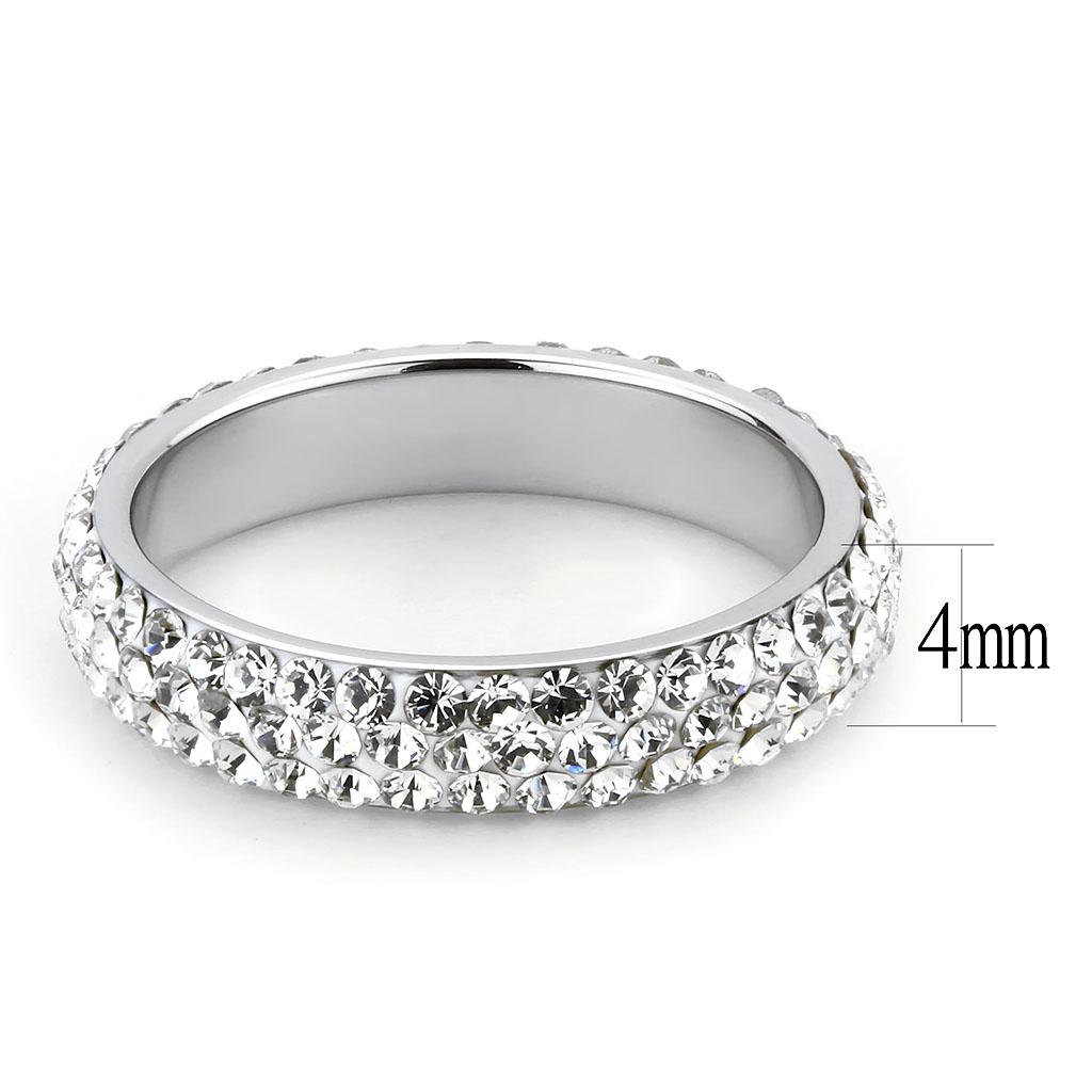 TK3533 - High polished (no plating) Stainless Steel Ring with Top Grade Crystal in Clear