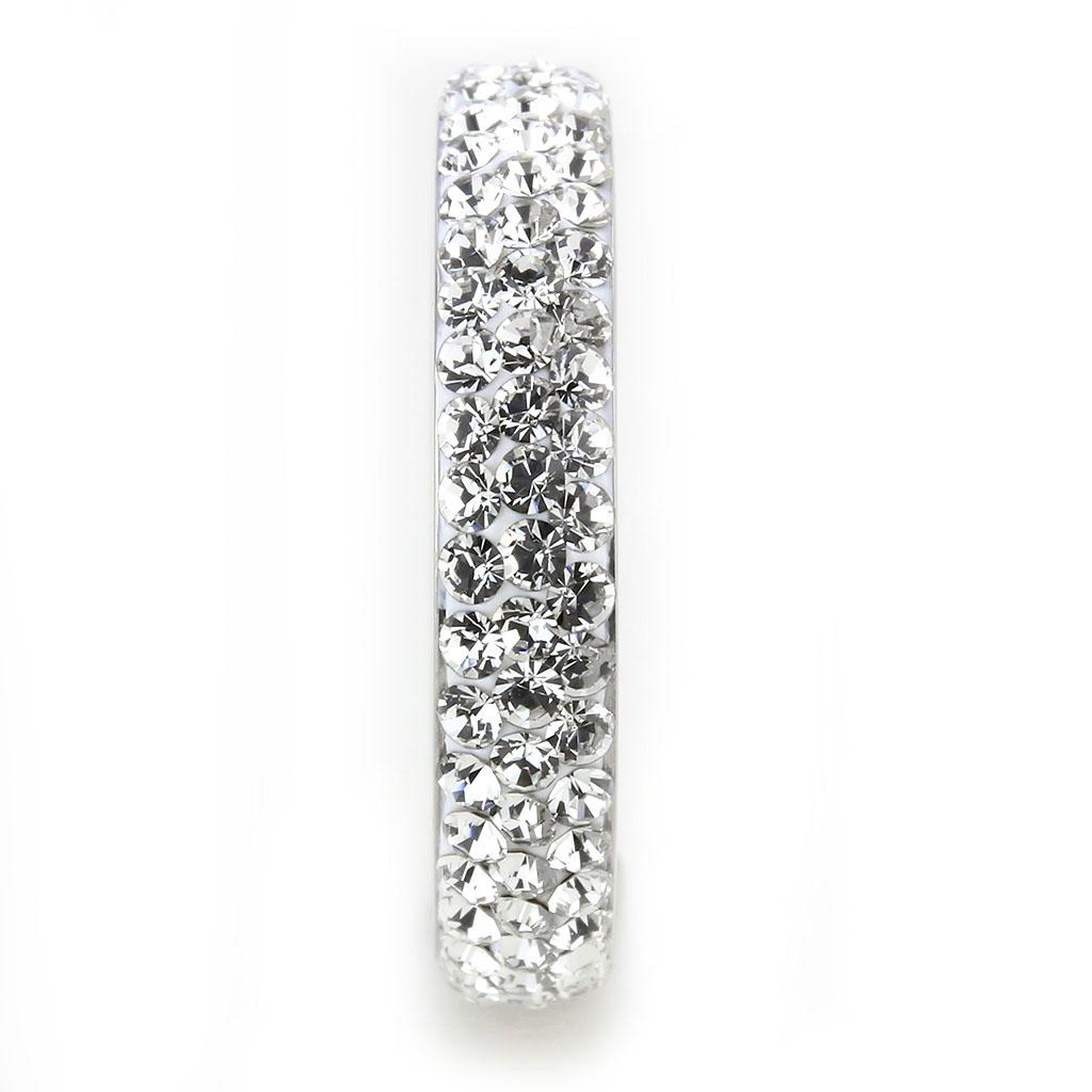 TK3533 - High polished (no plating) Stainless Steel Ring with Top Grade Crystal in Clear