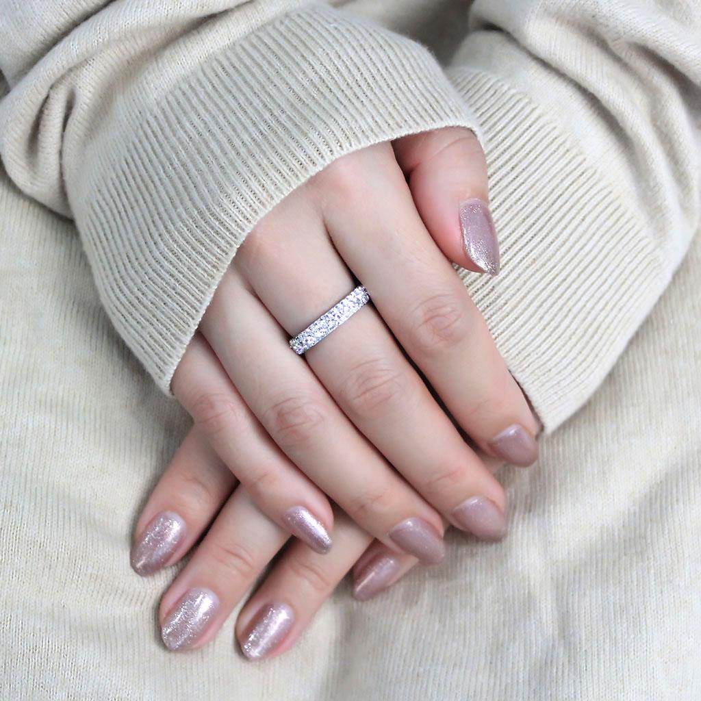 TK3533 - High polished (no plating) Stainless Steel Ring with Top Grade Crystal in Clear