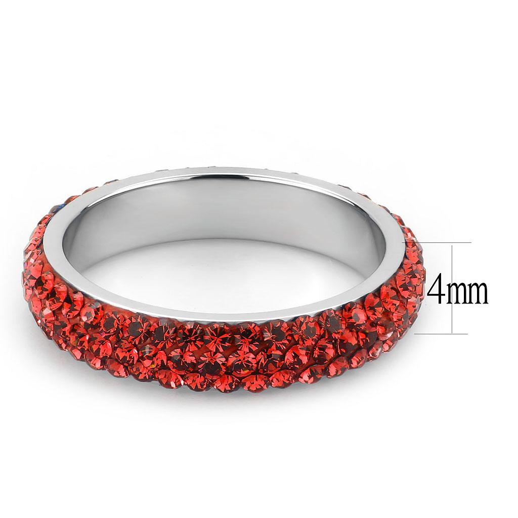 TK3536 - High polished (no plating) Stainless Steel Ring with Top Grade Crystal in Siam