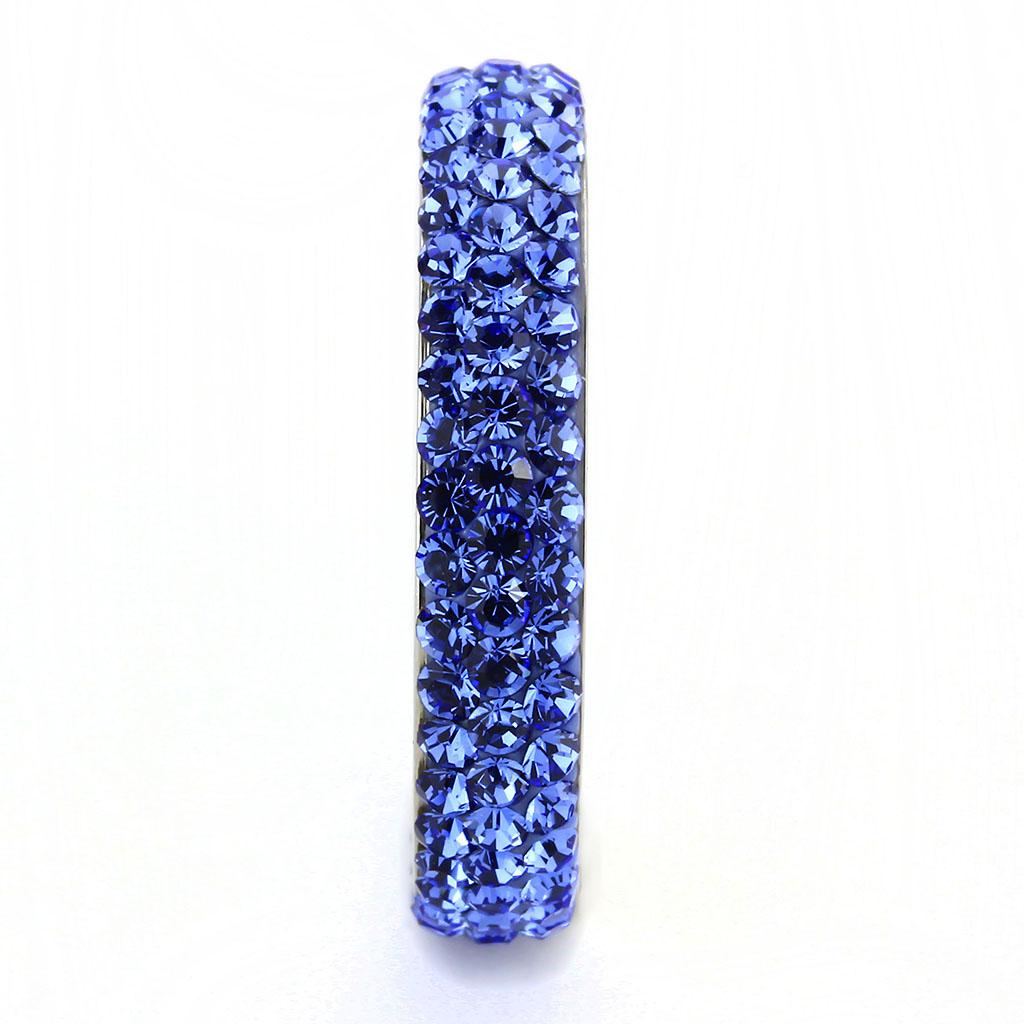 TK3539 - High polished (no plating) Stainless Steel Ring with Top Grade Crystal in Sapphire