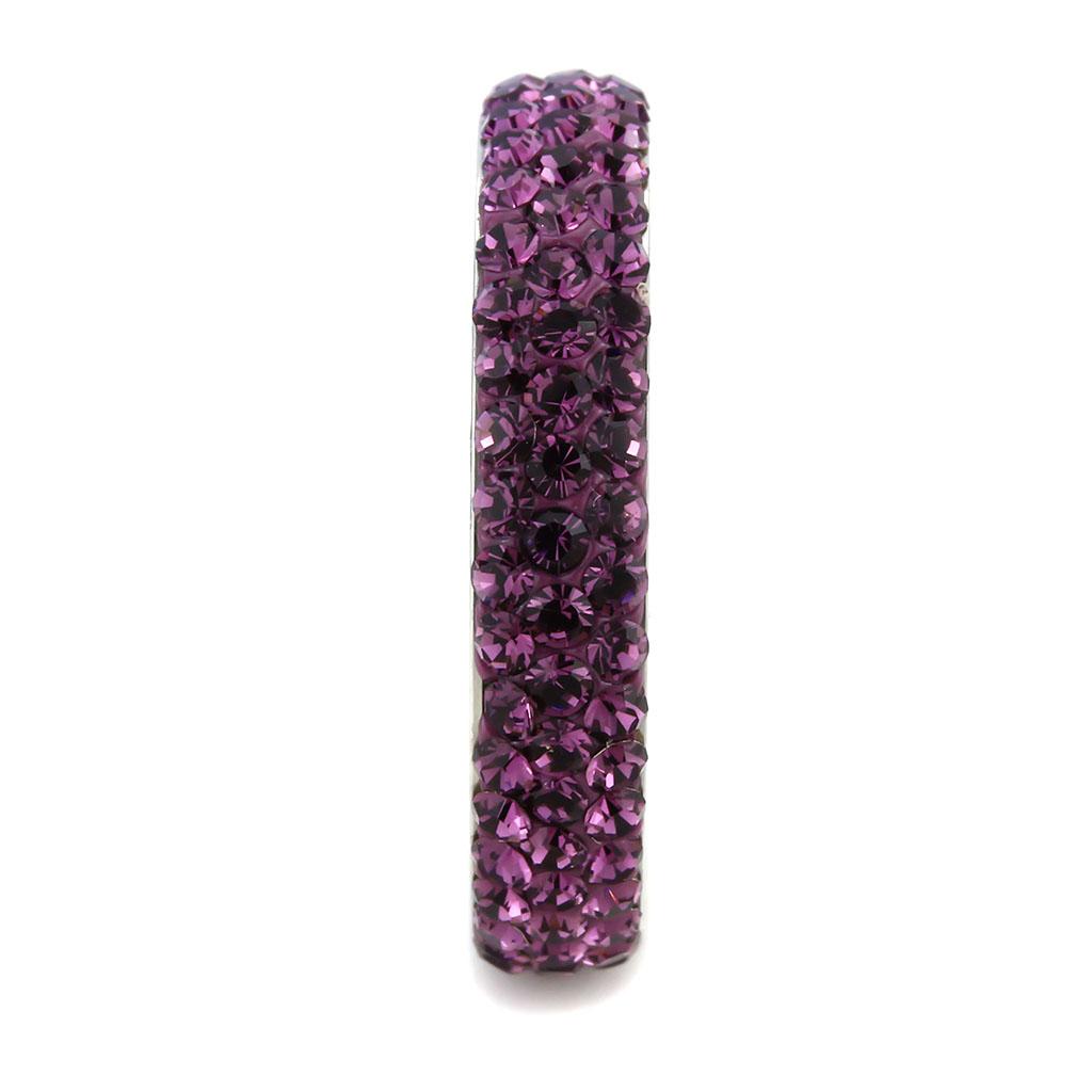 TK3541 - High polished (no plating) Stainless Steel Ring with Top Grade Crystal in Amethyst