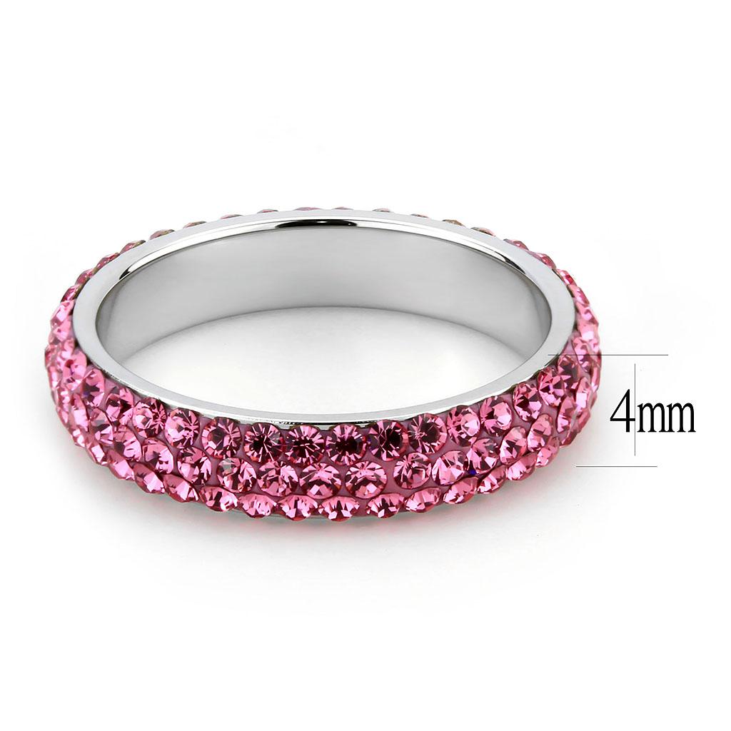 TK3542 - High polished (no plating) Stainless Steel Ring with Top Grade Crystal in Rose