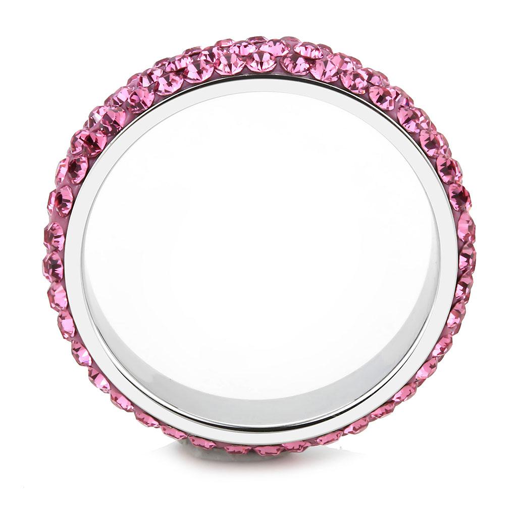 TK3542 - High polished (no plating) Stainless Steel Ring with Top Grade Crystal in Rose