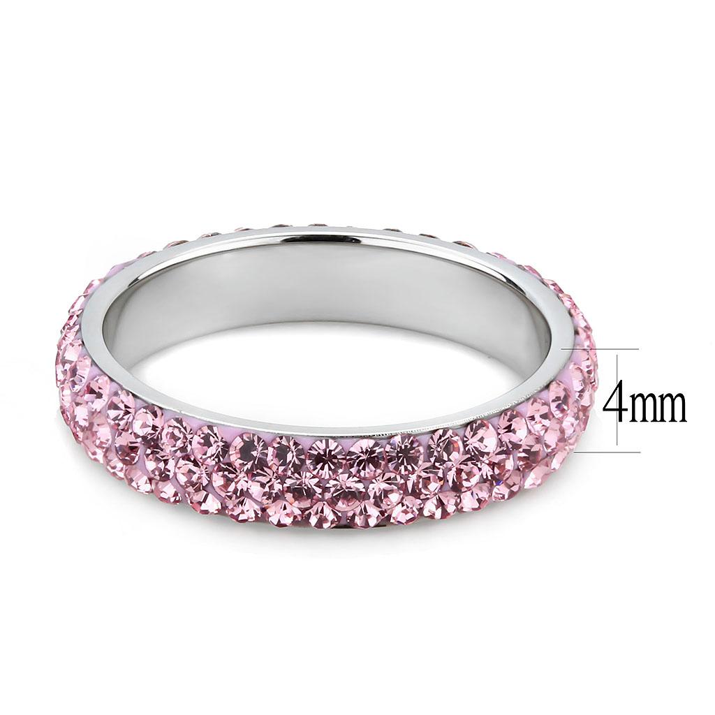 TK3543 - High polished (no plating) Stainless Steel Ring with Top Grade Crystal in Light Rose