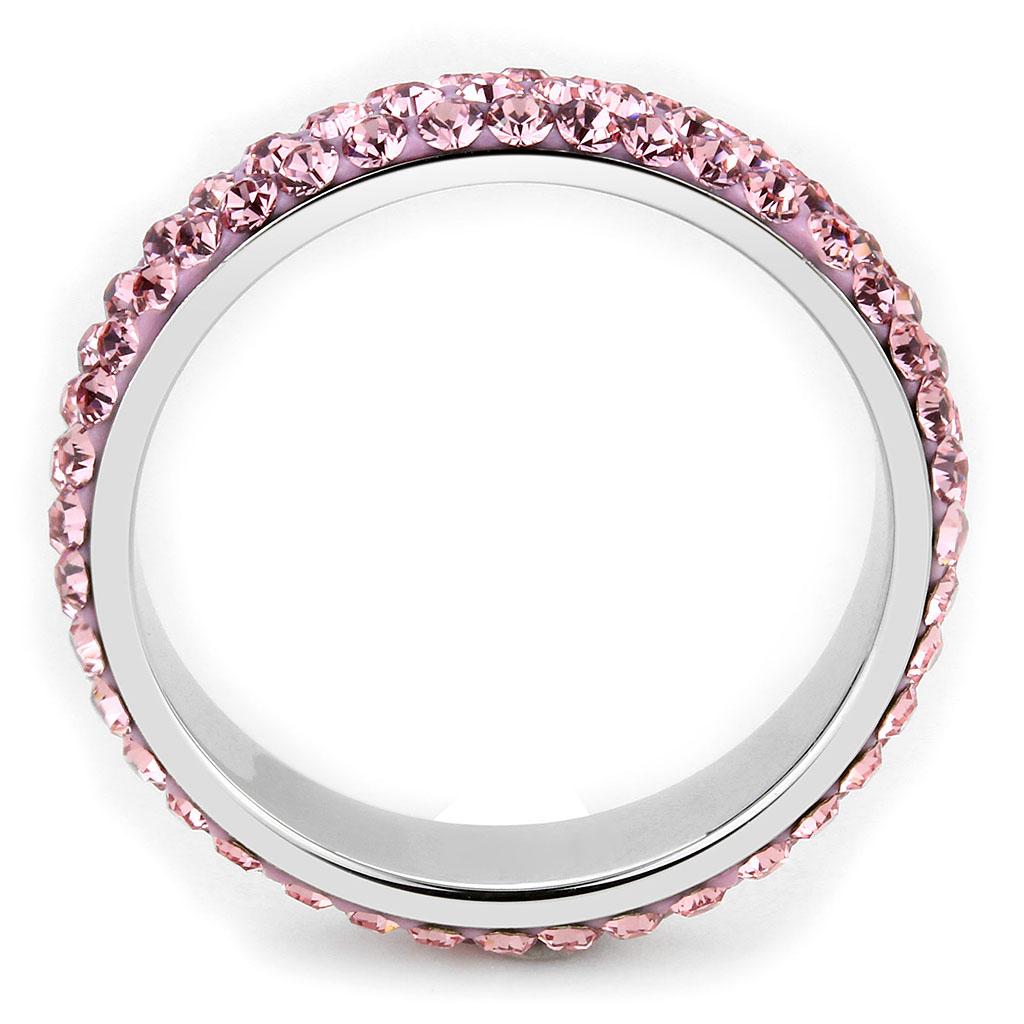 TK3543 - High polished (no plating) Stainless Steel Ring with Top Grade Crystal in Light Rose