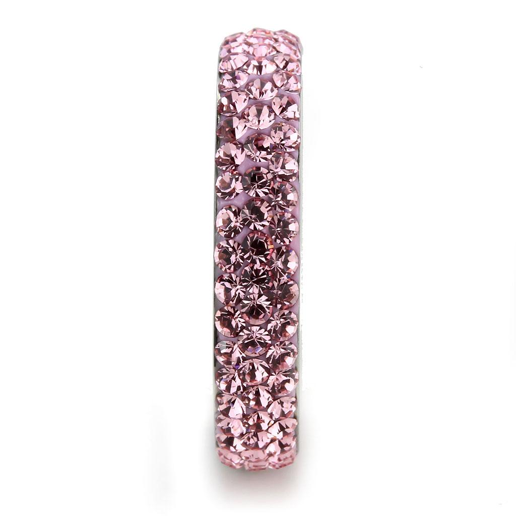 TK3543 - High polished (no plating) Stainless Steel Ring with Top Grade Crystal in Light Rose