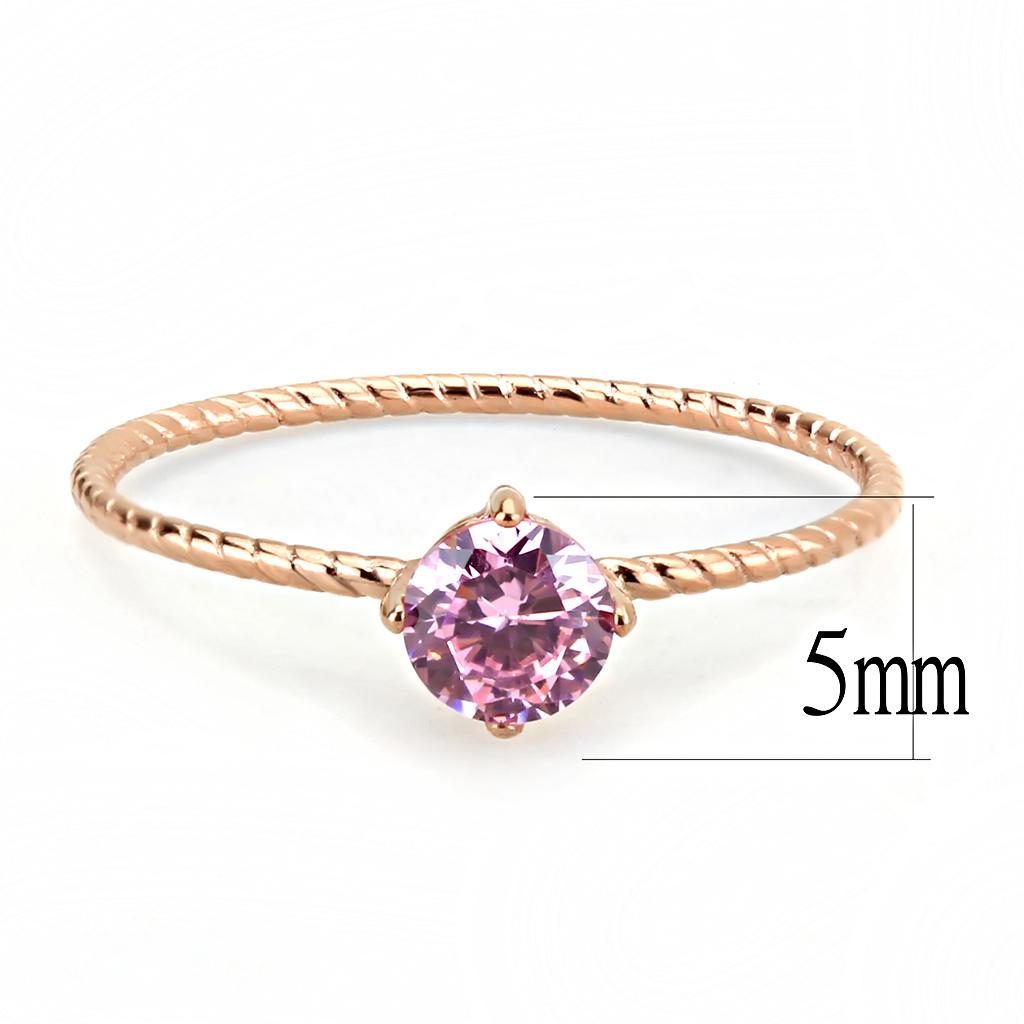 TK3558 - IP Rose Gold(Ion Plating) Stainless Steel Ring with AAA Grade CZ in Rose