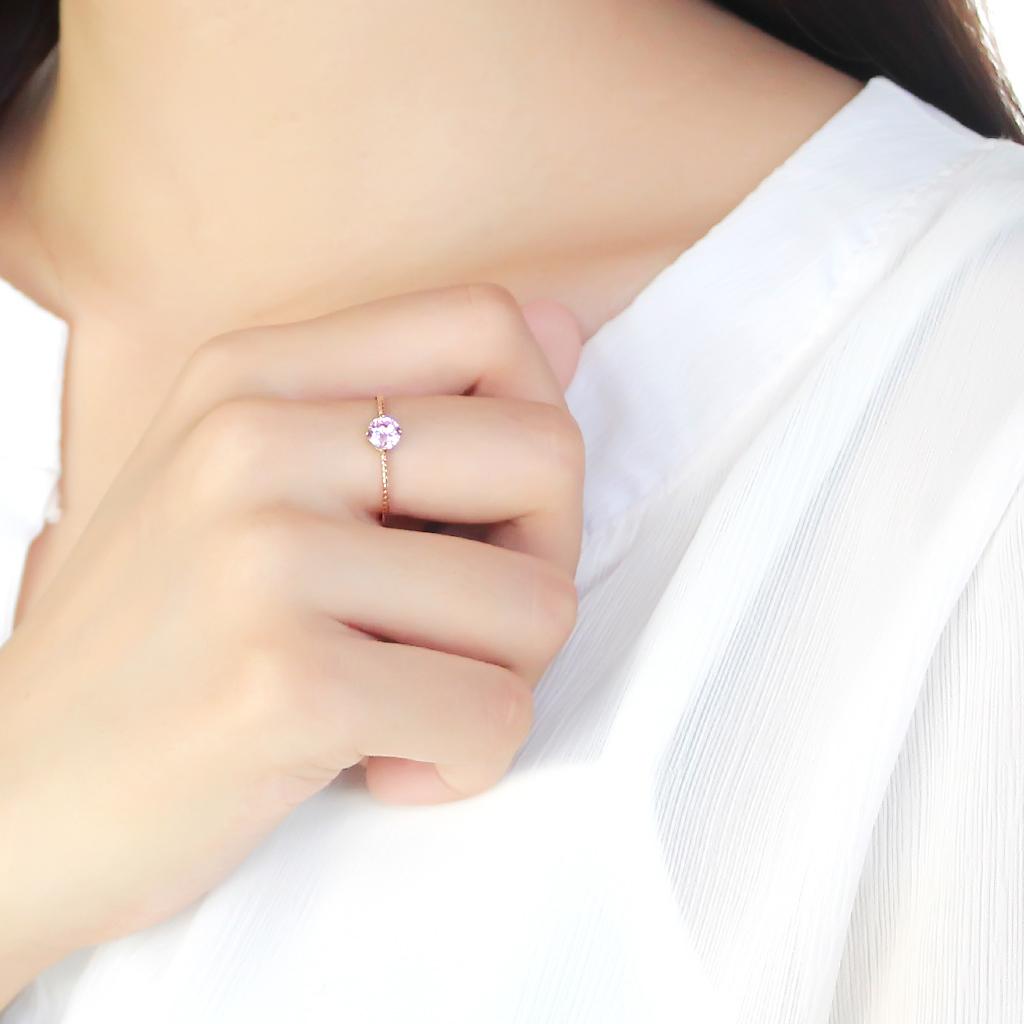 TK3558 - IP Rose Gold(Ion Plating) Stainless Steel Ring with AAA Grade CZ in Rose