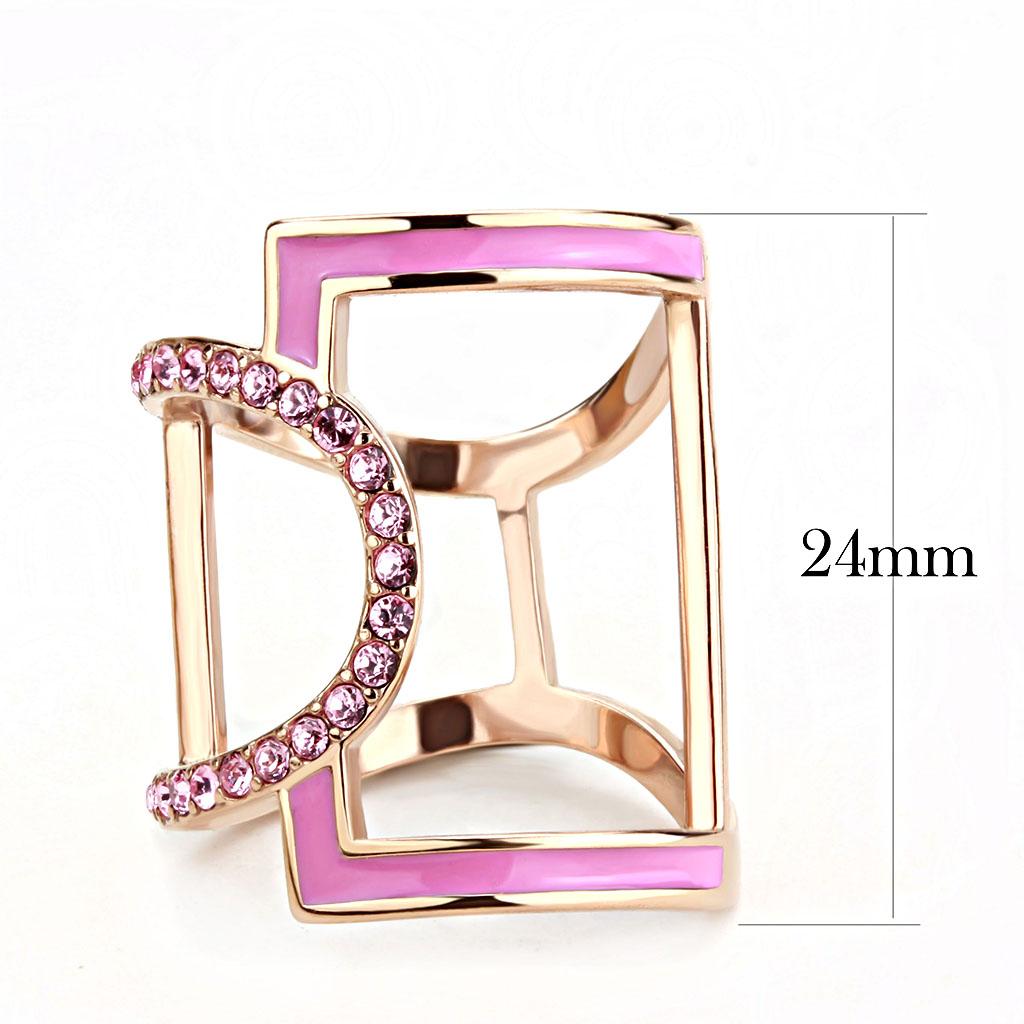 TK3561 - IP Rose Gold(Ion Plating) Stainless Steel Ring with Top Grade Crystal in Light Rose