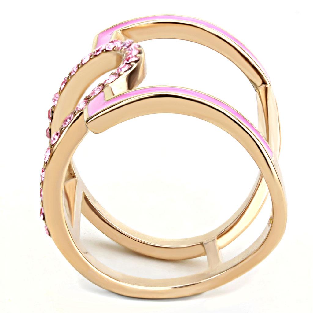 TK3561 - IP Rose Gold(Ion Plating) Stainless Steel Ring with Top Grade Crystal in Light Rose