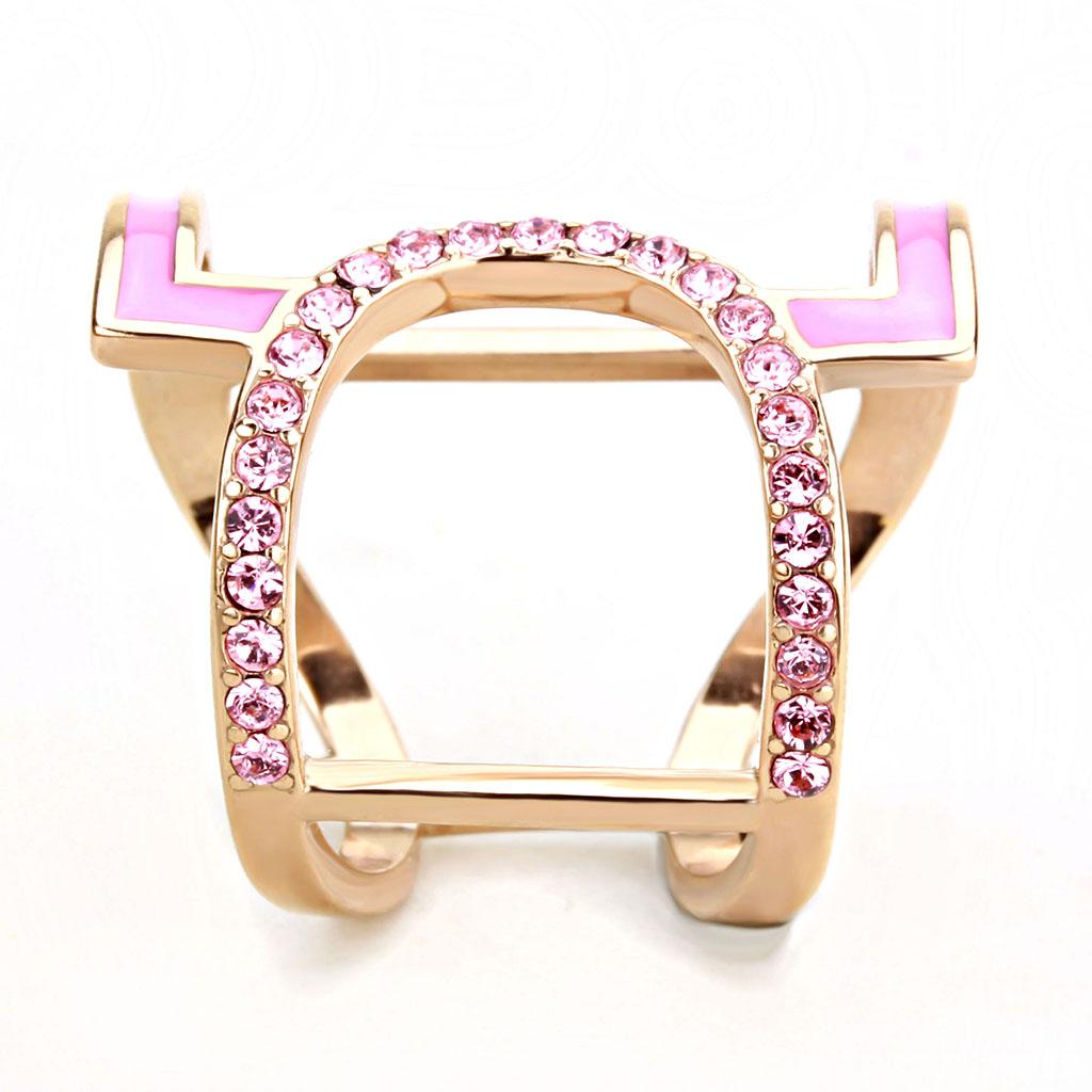 TK3561 - IP Rose Gold(Ion Plating) Stainless Steel Ring with Top Grade Crystal in Light Rose